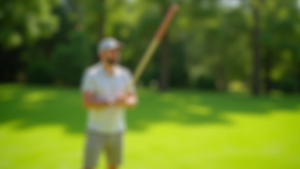 لاعب كروكيه يمارس التصويب على العشب الأخضر بدقة